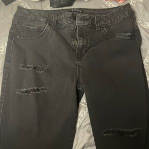 Black roped skinny jeans